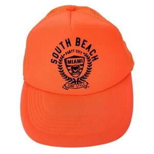 Surf Style South Beach Miami Trucker Hat Snapback Neon Orange Mesh Surf Cap OSFA